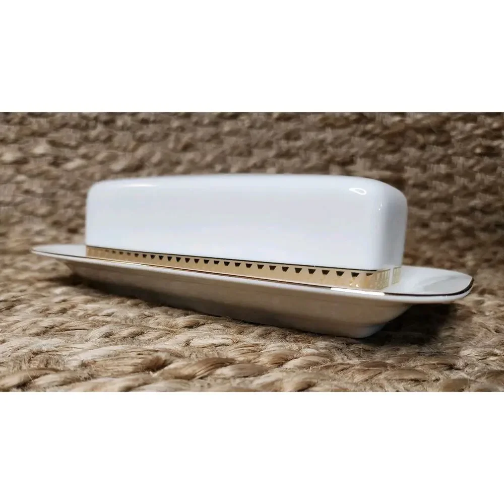 Vintage Nikko Ivory Fine China Butter Dish Beautiful Gold Inlay
